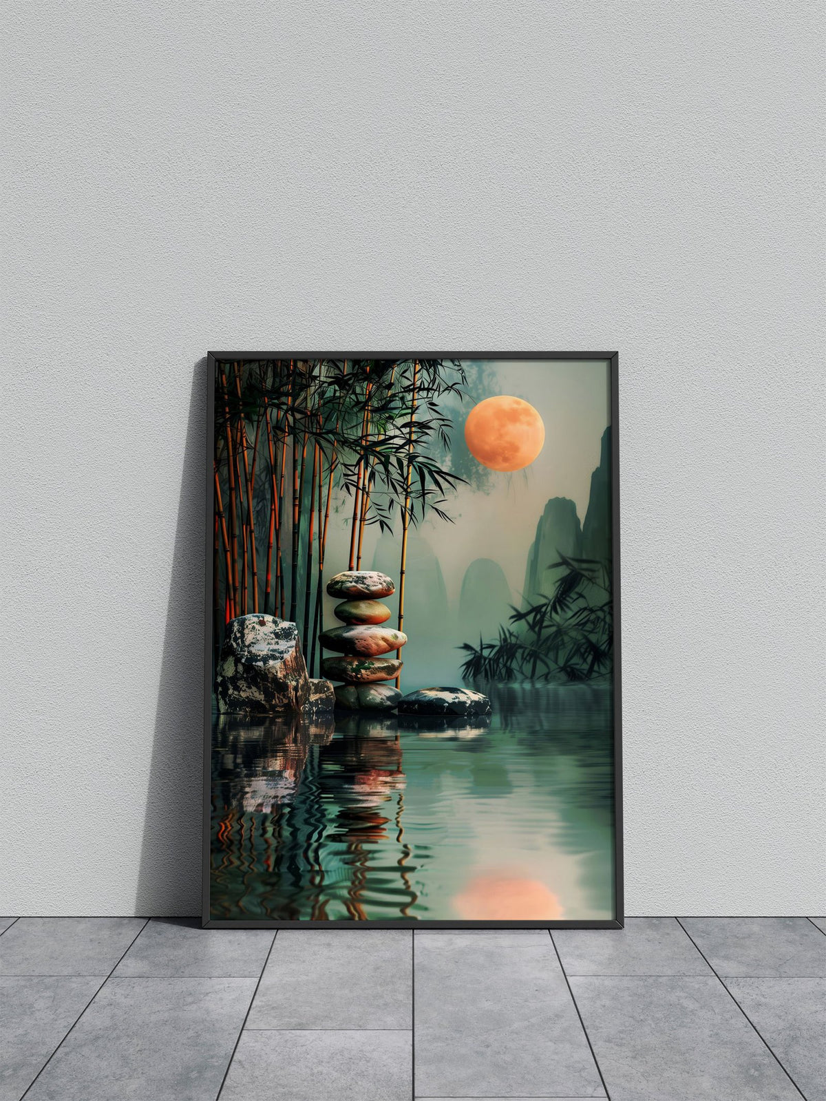 Zen Garden Moon Asian Style Poster | Wall Art  for Home & Office | High-Quality Print - High-Quality Visual Display