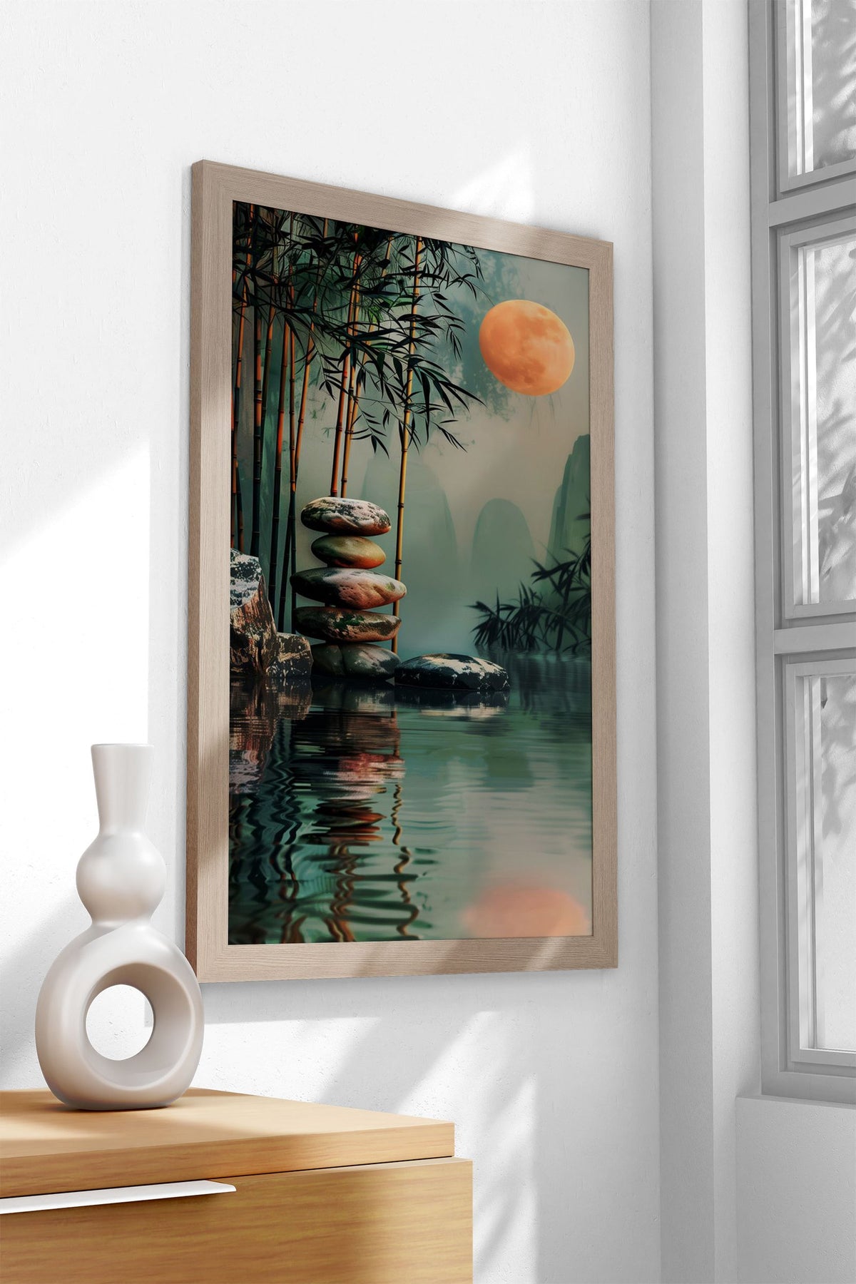 Zen Garden Moon Asian Style Poster | Wall Art  for Home & Office | High-Quality Print - High-Quality Visual Display