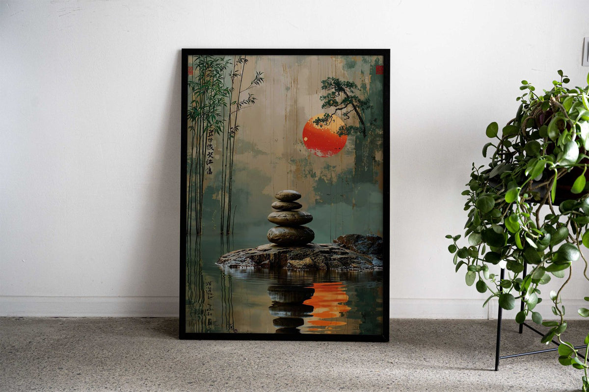 Zen Garden Sunset Asian Style Poster | Wall A rt for Home & Office | High-Quality Print - High-Quality Visual Display