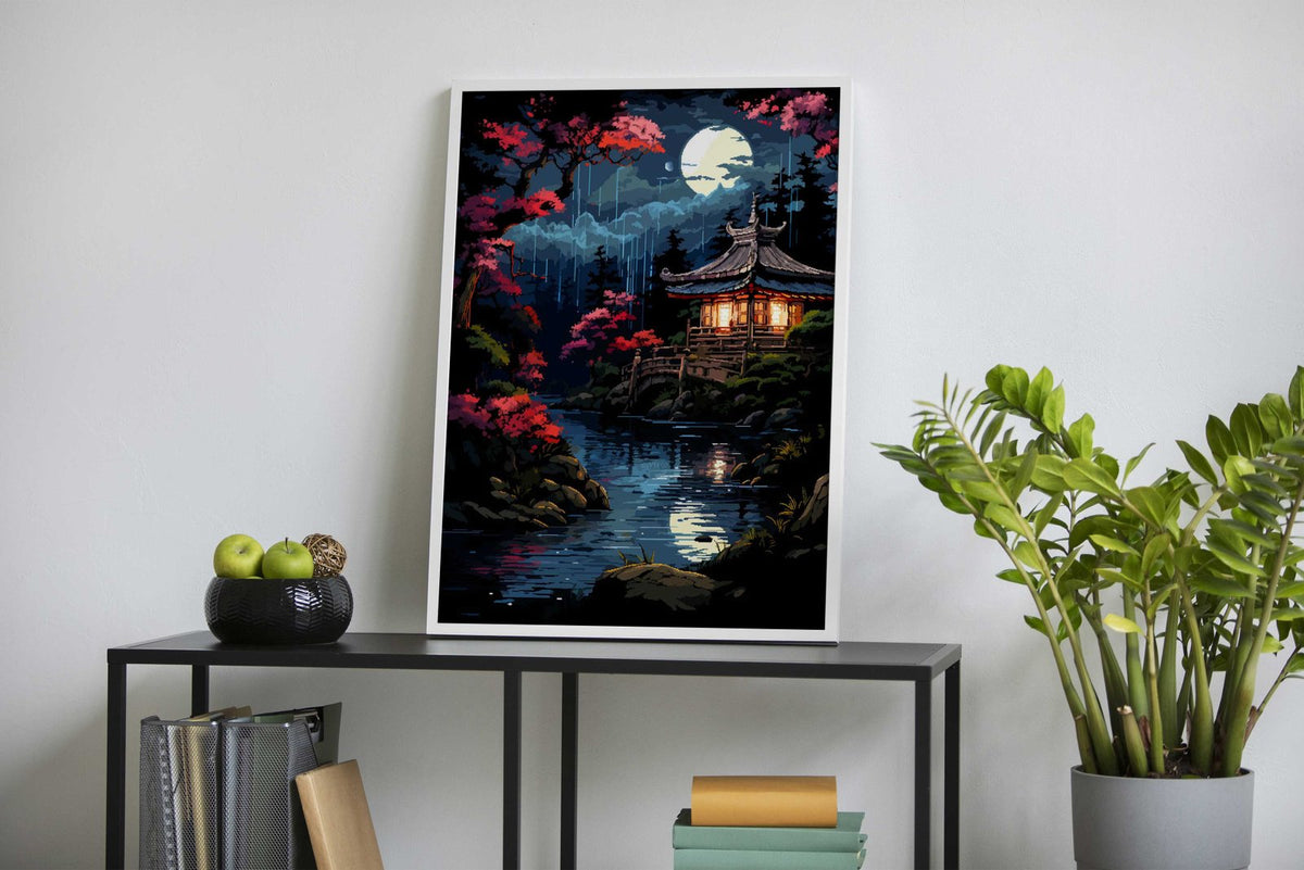 Zen Japan Garden Synthwave Asian Style Pos ter | Wall Art for Home & Office | High-Quality Print - High-Quality Visual Display