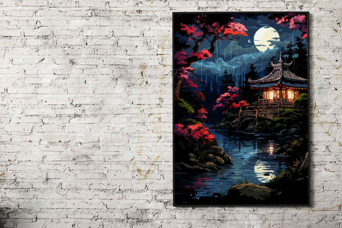 Zen Japan Garden Synthwave Asian Style Pos ter | Wall Art for Home & Office | High-Quality Print - High-Quality Visual Display