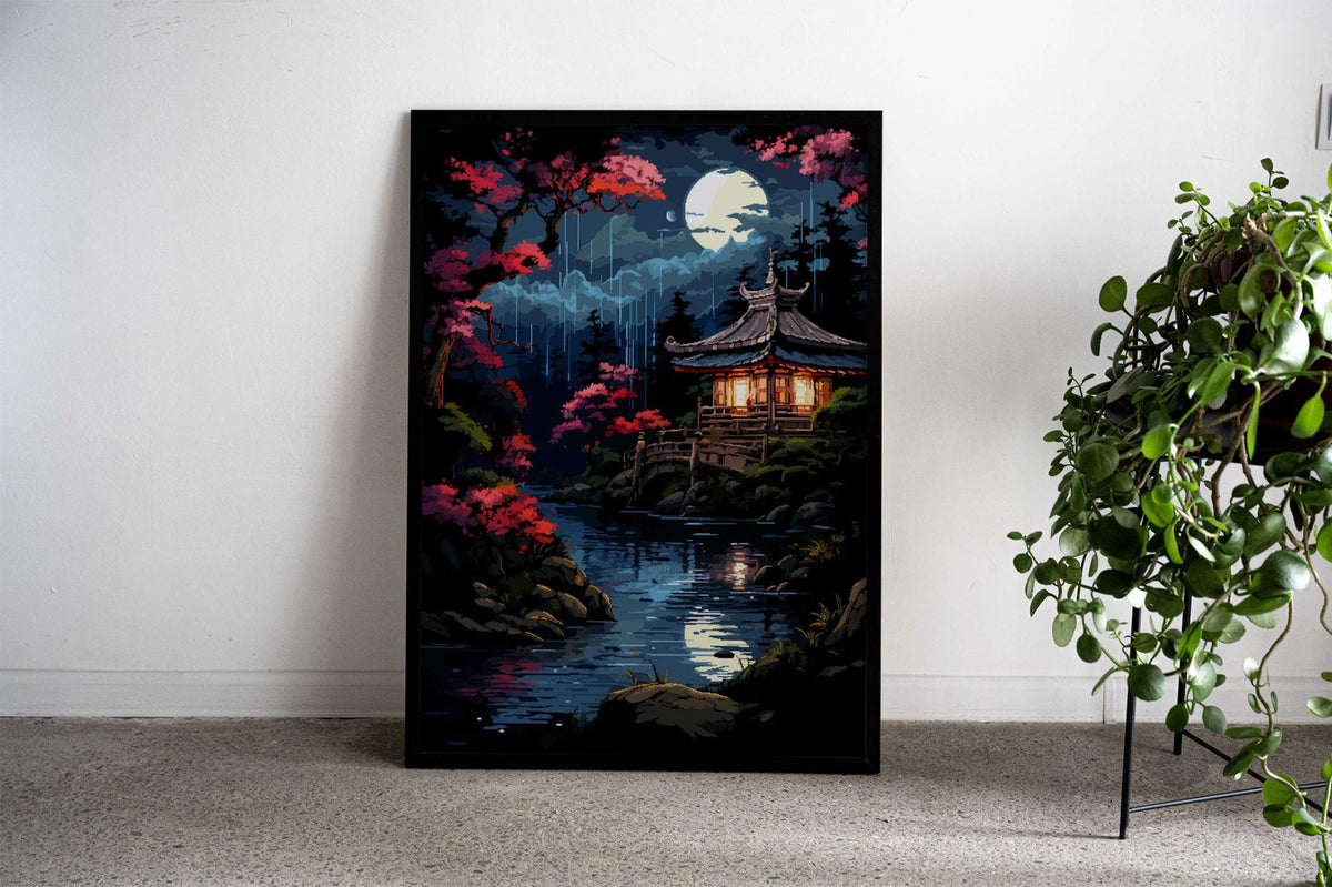 Zen Japan Garden Synthwave Asian Style Pos ter | Wall Art for Home & Office | High-Quality Print - High-Quality Visual Display