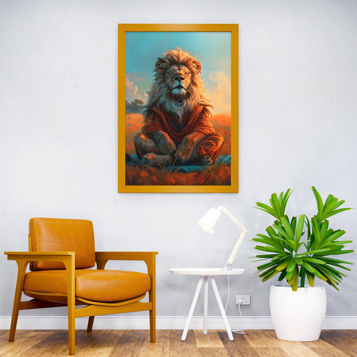 Zen Lion Meditation Asian Style Poster | Wall A rt for Home & Office | High-Quality Print - High-Quality Visual Display
