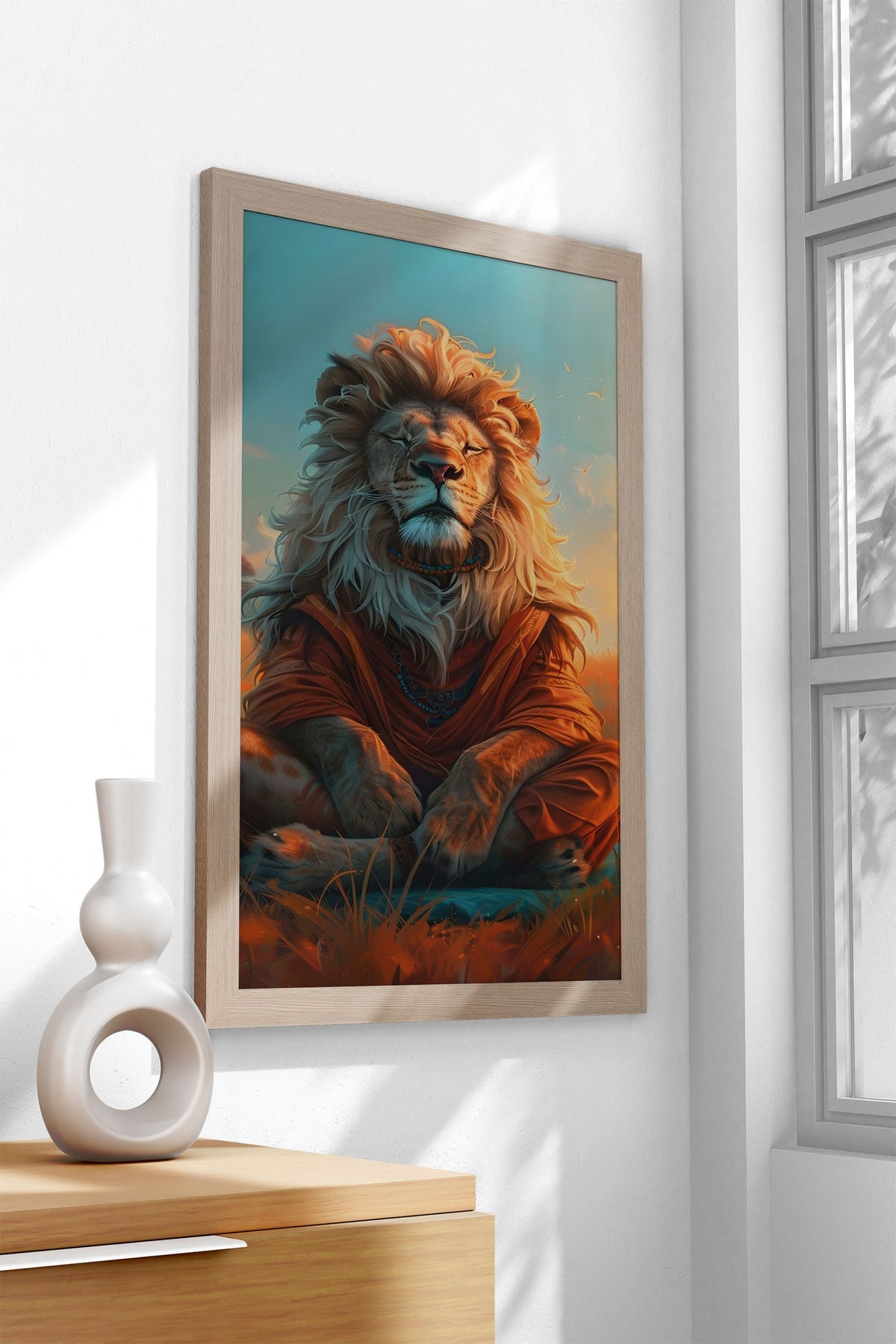 Zen Lion Meditation Asian Style Poster | Wall A rt for Home & Office | High-Quality Print - High-Quality Visual Display