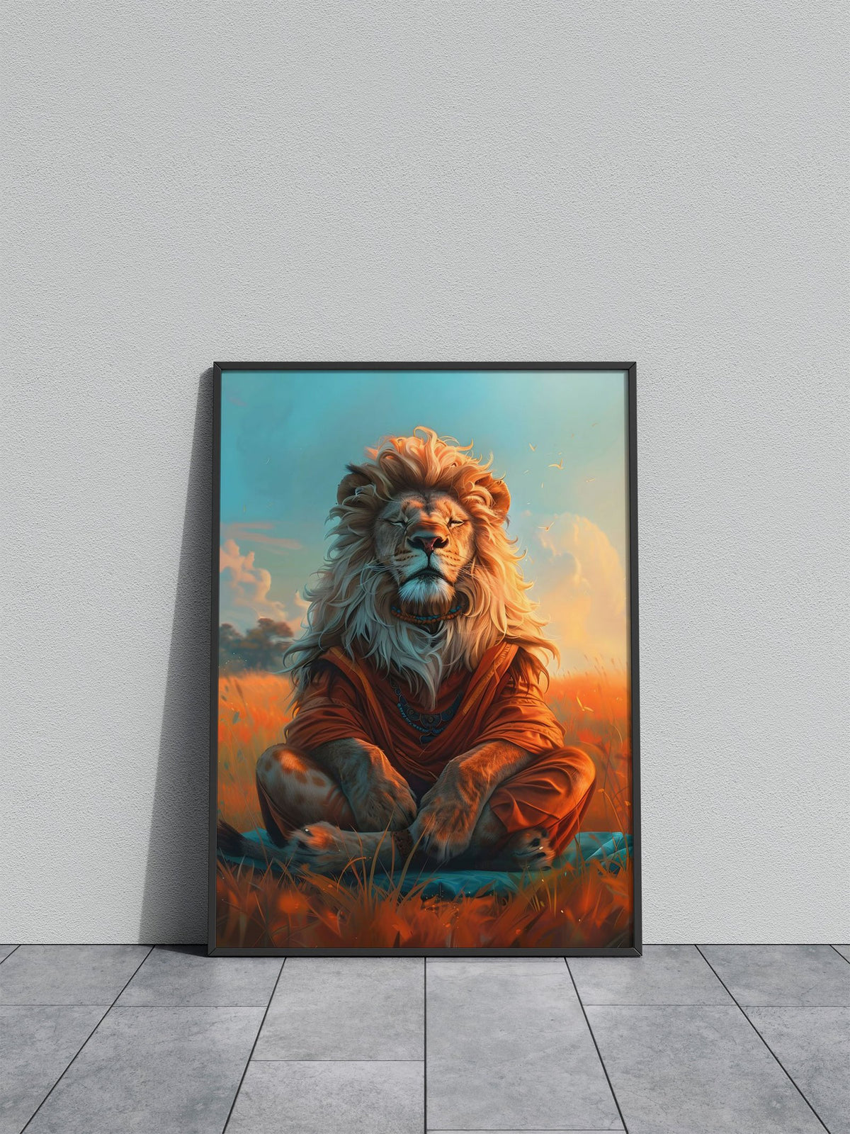 Zen Lion Meditation Asian Style Poster | Wall A rt for Home & Office | High-Quality Print - High-Quality Visual Display