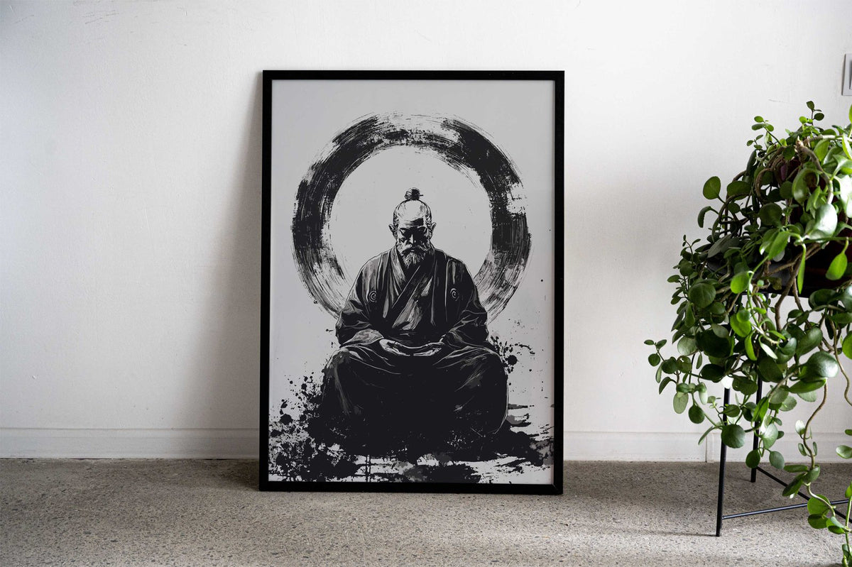 Zen Master in Meditation Asian Style Poster |  Wall Art for Home & Office | High-Quality Print - High-Quality Visual Display