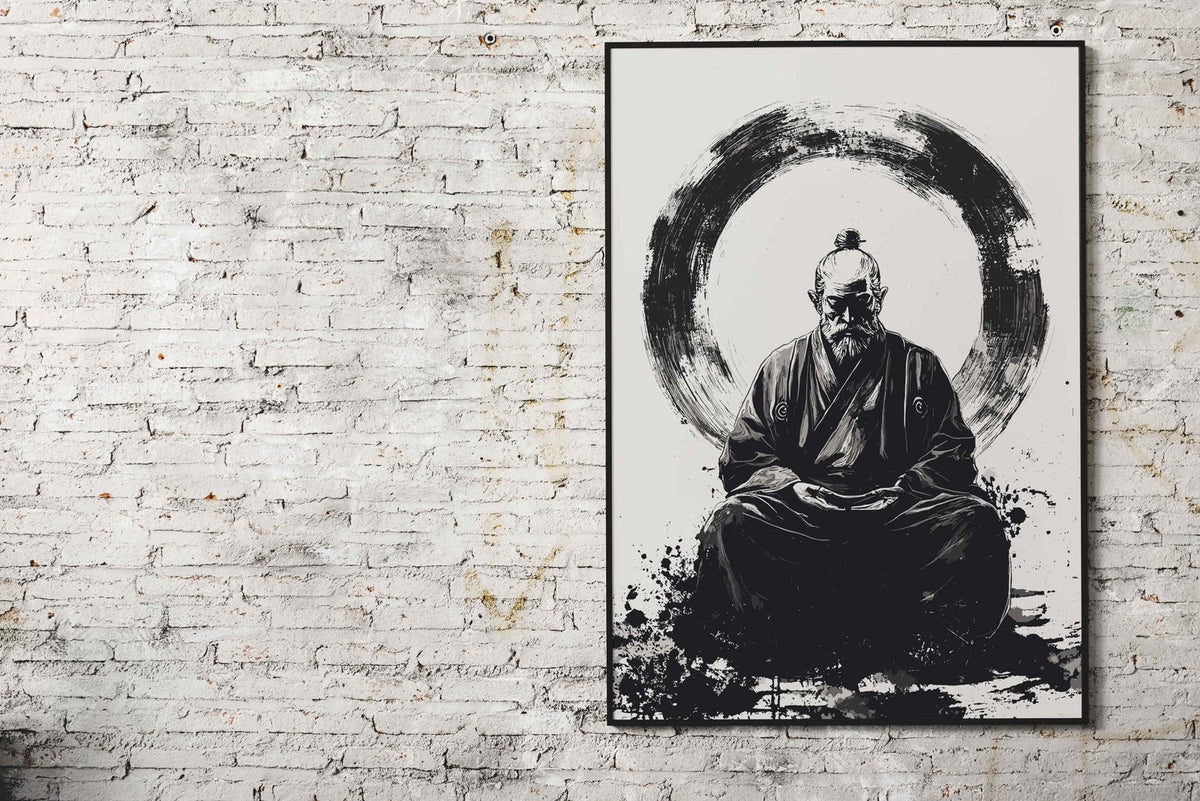 Zen Master in Meditation Asian Style Poster |  Wall Art for Home & Office | High-Quality Print - High-Quality Visual Display