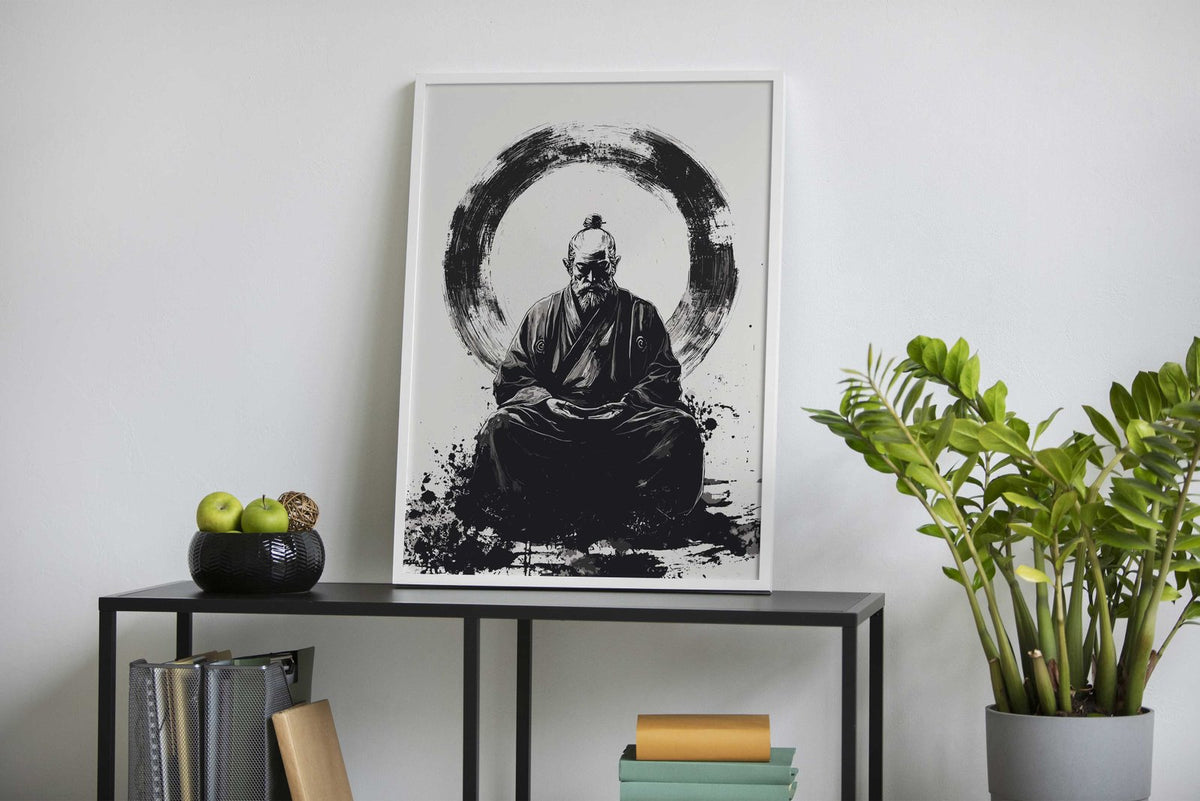 Zen Master in Meditation Asian Style Poster |  Wall Art for Home & Office | High-Quality Print - High-Quality Visual Display