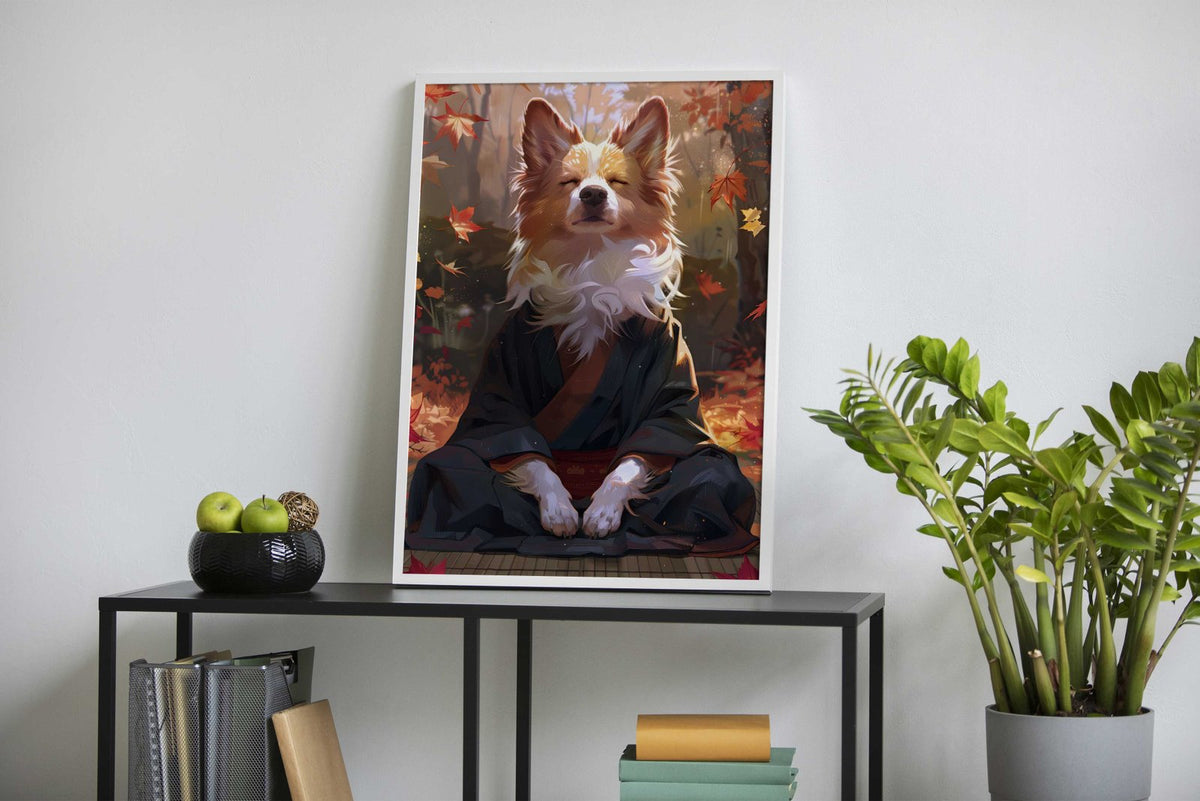 Zen Meditating Corgi Dog Asian Style Poster |  Wall Art for Home & Office | High-Quality Print - High-Quality Visual Display