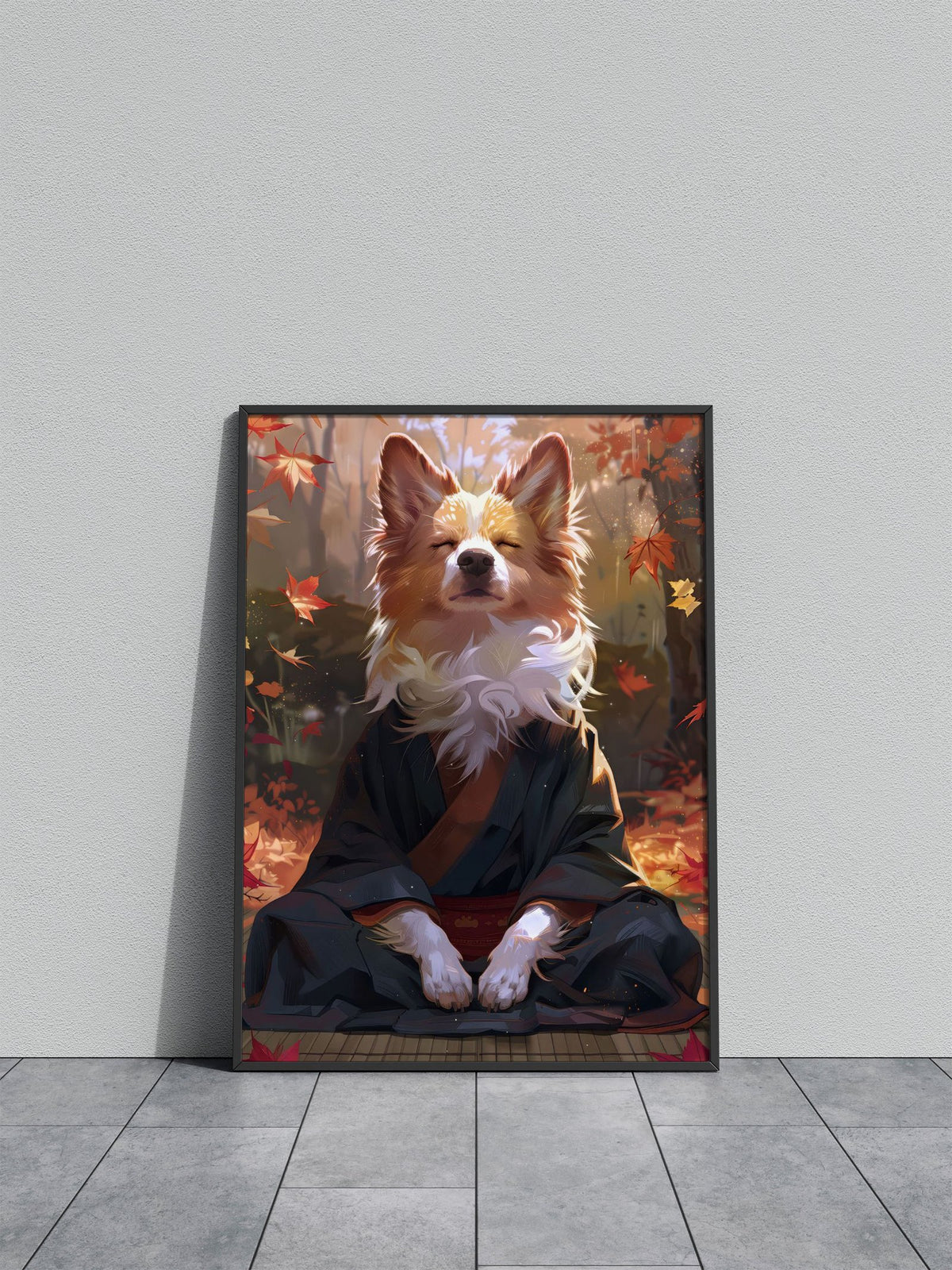Zen Meditating Corgi Dog Asian Style Poster |  Wall Art for Home & Office | High-Quality Print - High-Quality Visual Display