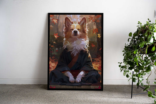 Zen Meditating Corgi Dog Asian Style Poster |  Wall Art for Home & Office | High-Quality Print - High-Quality Visual Display