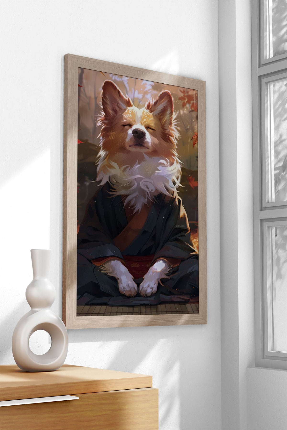 Zen Meditating Corgi Dog Asian Style Poster |  Wall Art for Home & Office | High-Quality Print - High-Quality Visual Display