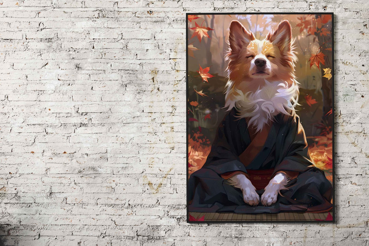 Zen Meditating Corgi Dog Asian Style Poster |  Wall Art for Home & Office | High-Quality Print - High-Quality Visual Display