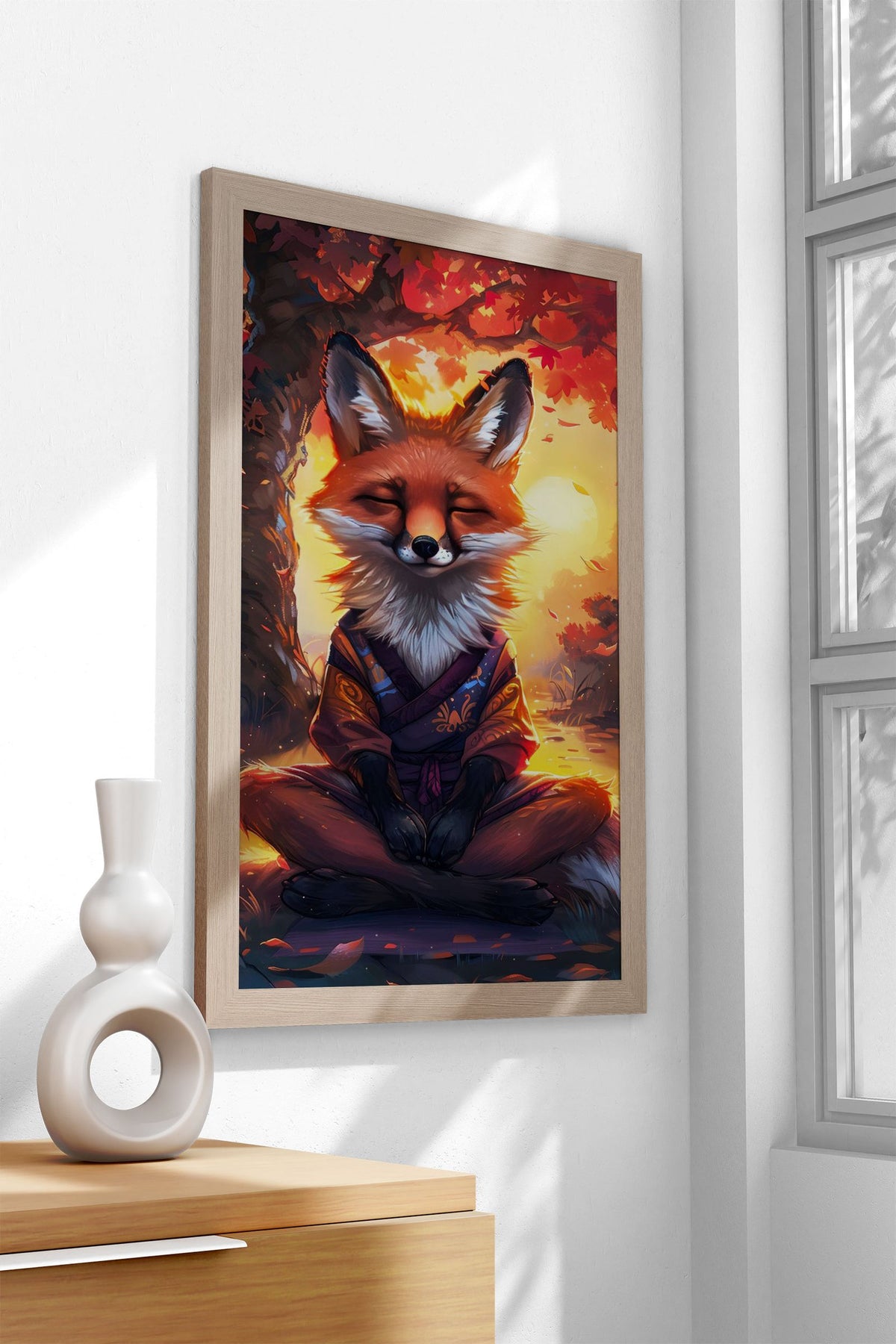 Zen Meditating Fox Asian Style Poster | Wall A rt for Home & Office | High-Quality Print - High-Quality Visual Display