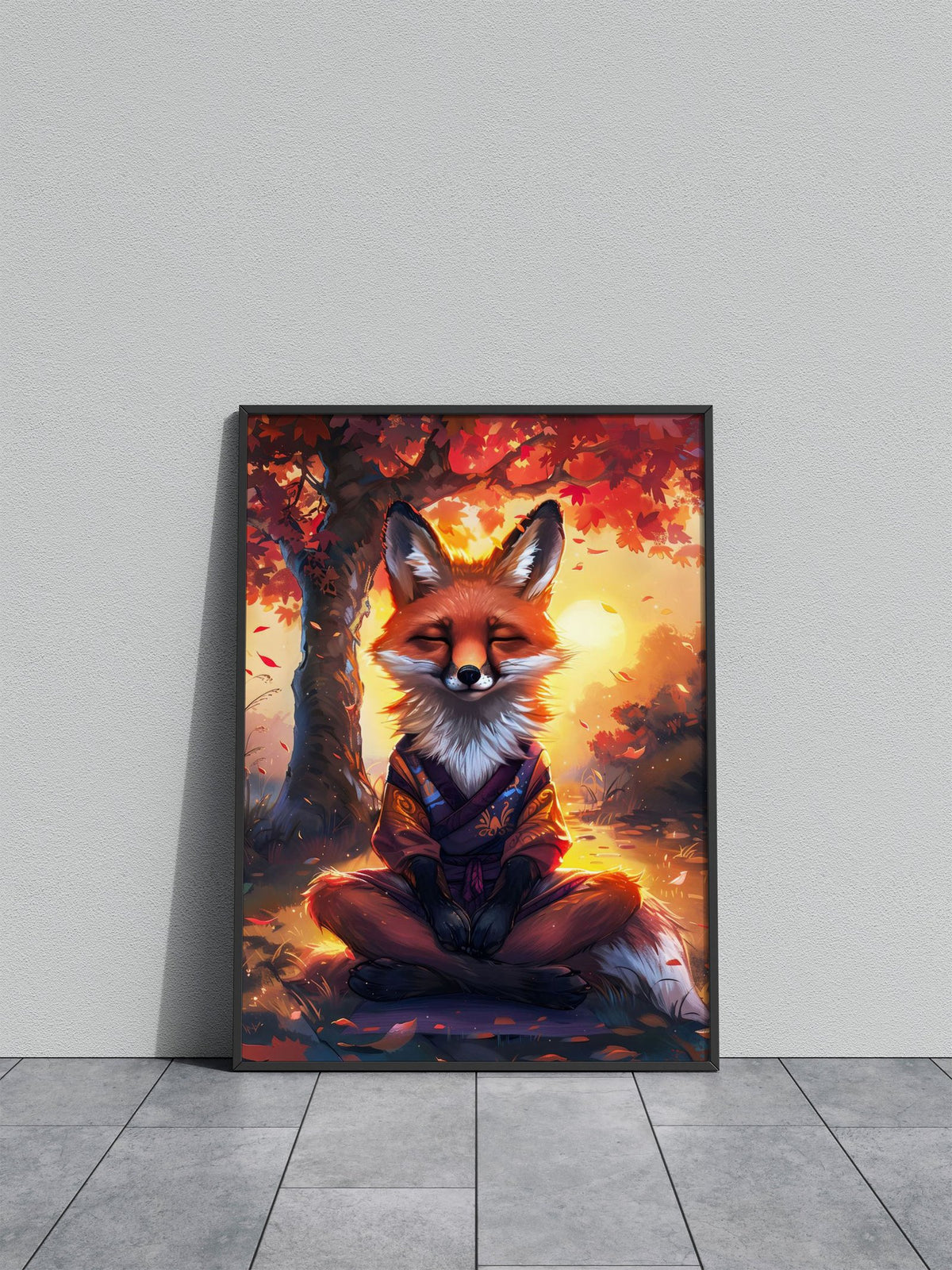Zen Meditating Fox Asian Style Poster | Wall A rt for Home & Office | High-Quality Print - High-Quality Visual Display