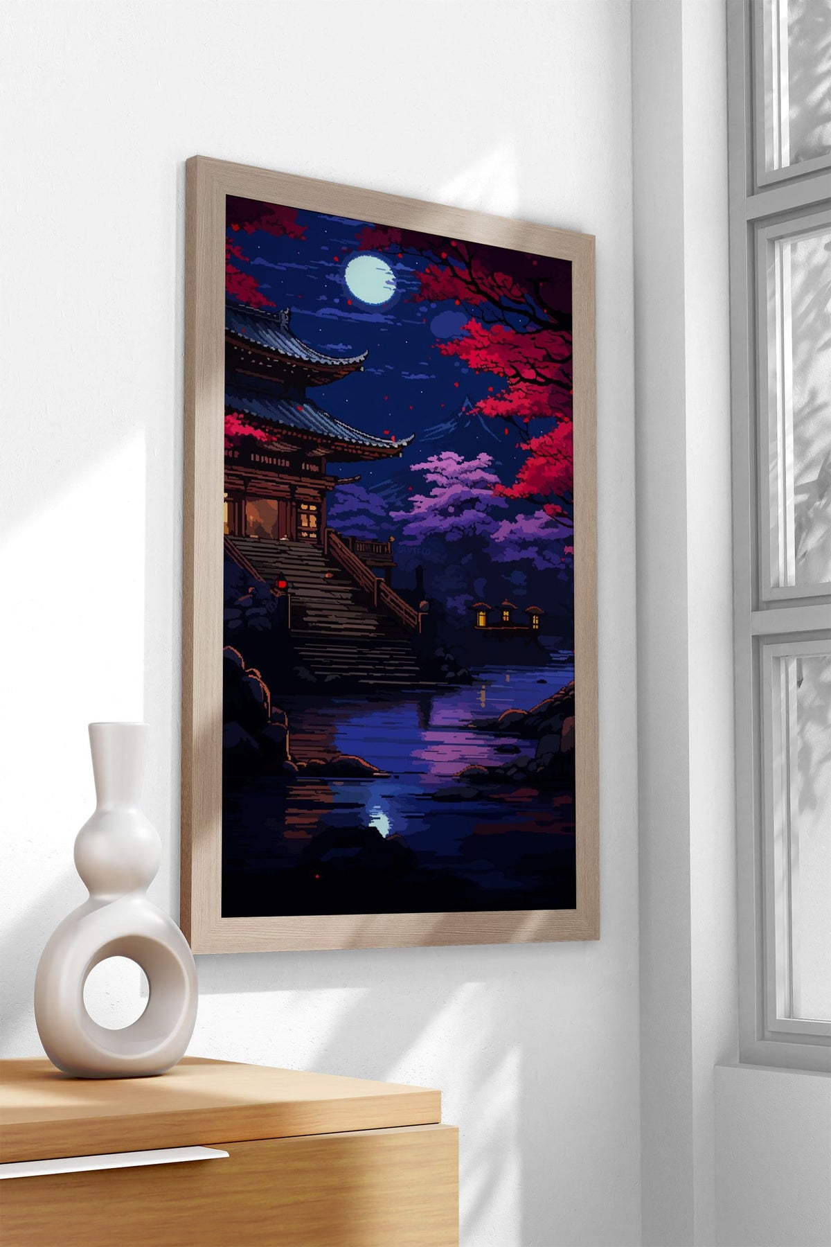 Zen Sakura Japan Pixel Art Asian Style Poster  | Wall Art for Home & Office | High-Quality Print - High-Quality Visual Display