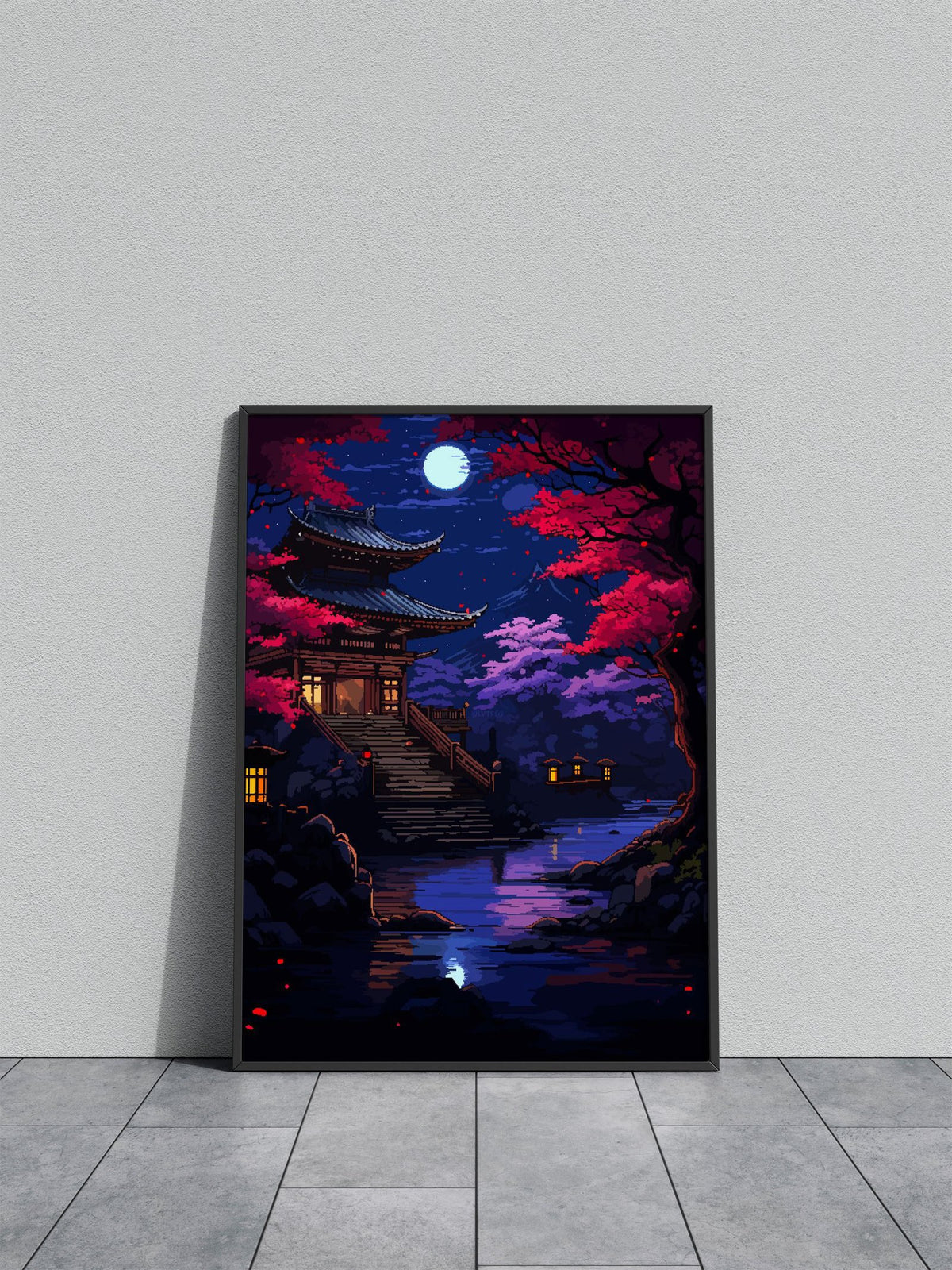 Zen Sakura Japan Pixel Art Asian Style Poster  | Wall Art for Home & Office | High-Quality Print - High-Quality Visual Display