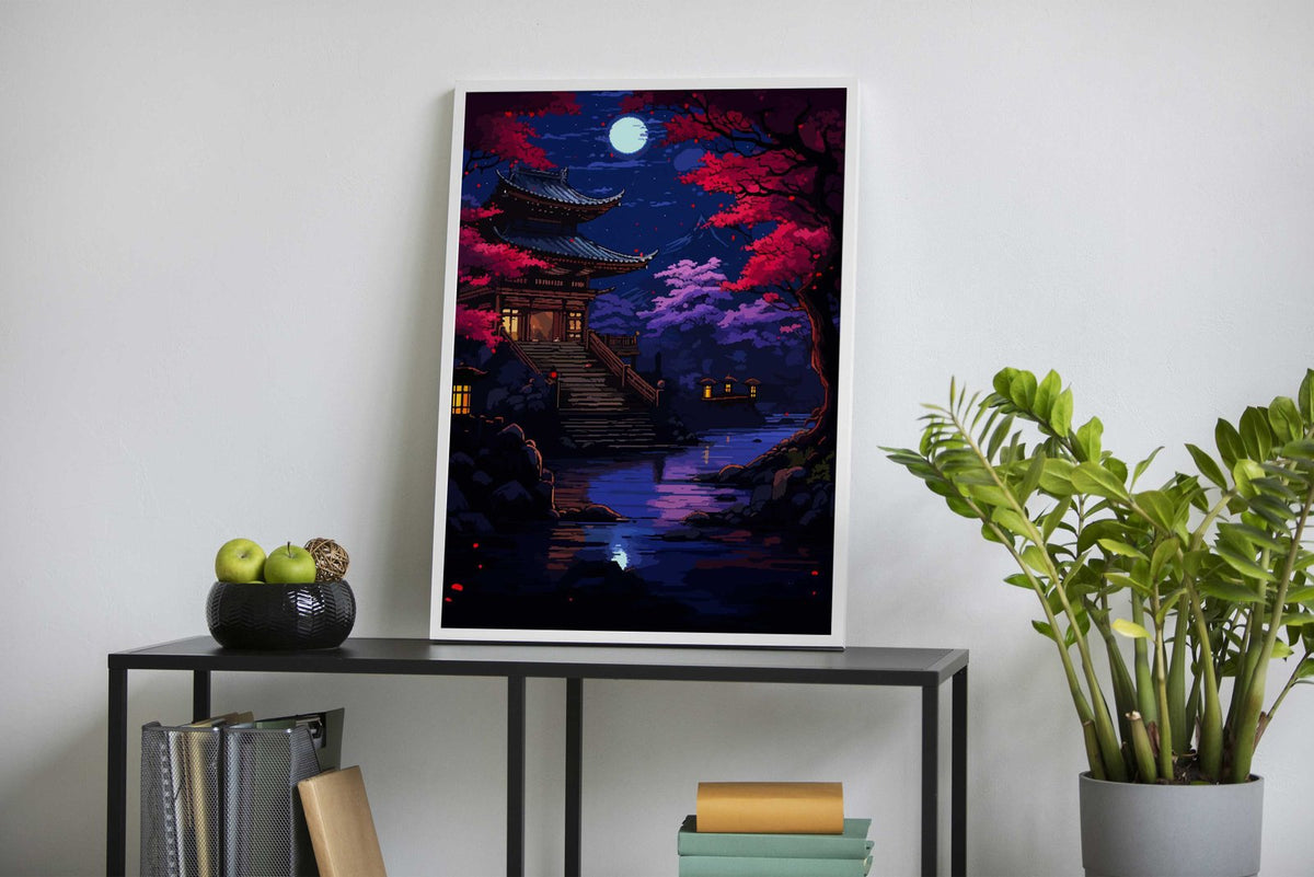 Zen Sakura Japan Pixel Art Asian Style Poster  | Wall Art for Home & Office | High-Quality Print - High-Quality Visual Display