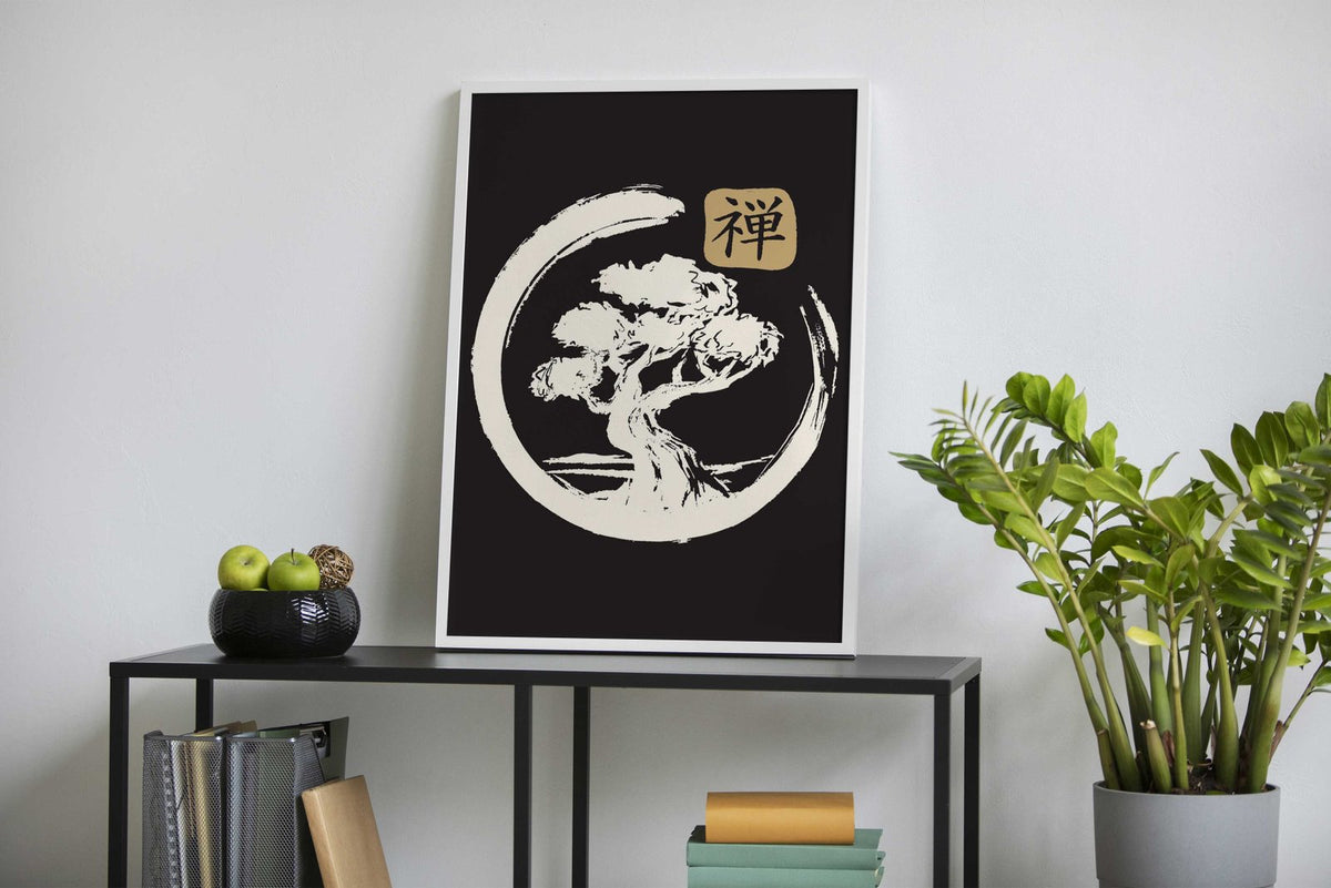 Zen circle bonsai japan Asian Style Poster | W all Art for Home & Office | High-Quality Print - High-Quality Visual Display