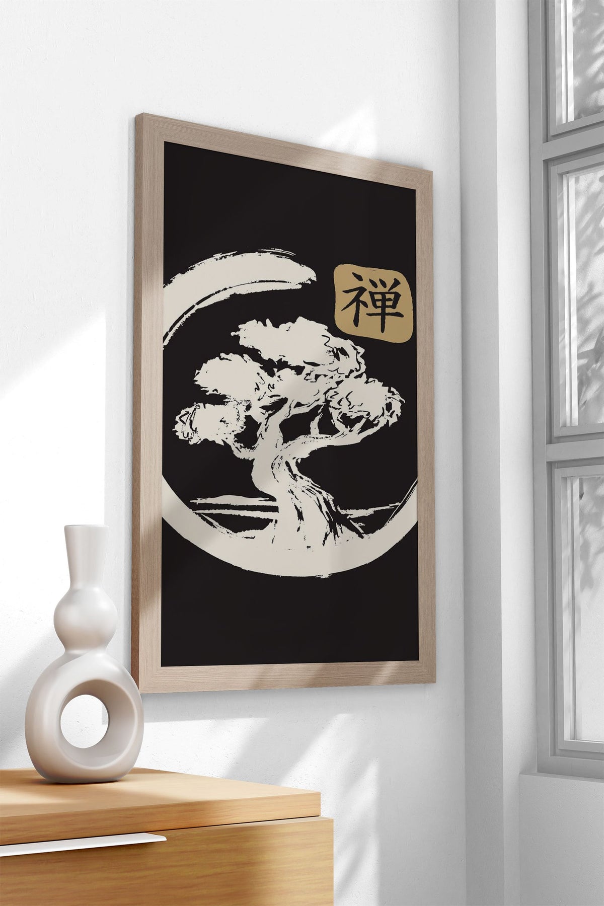 Zen circle bonsai japan Asian Style Poster | W all Art for Home & Office | High-Quality Print - High-Quality Visual Display
