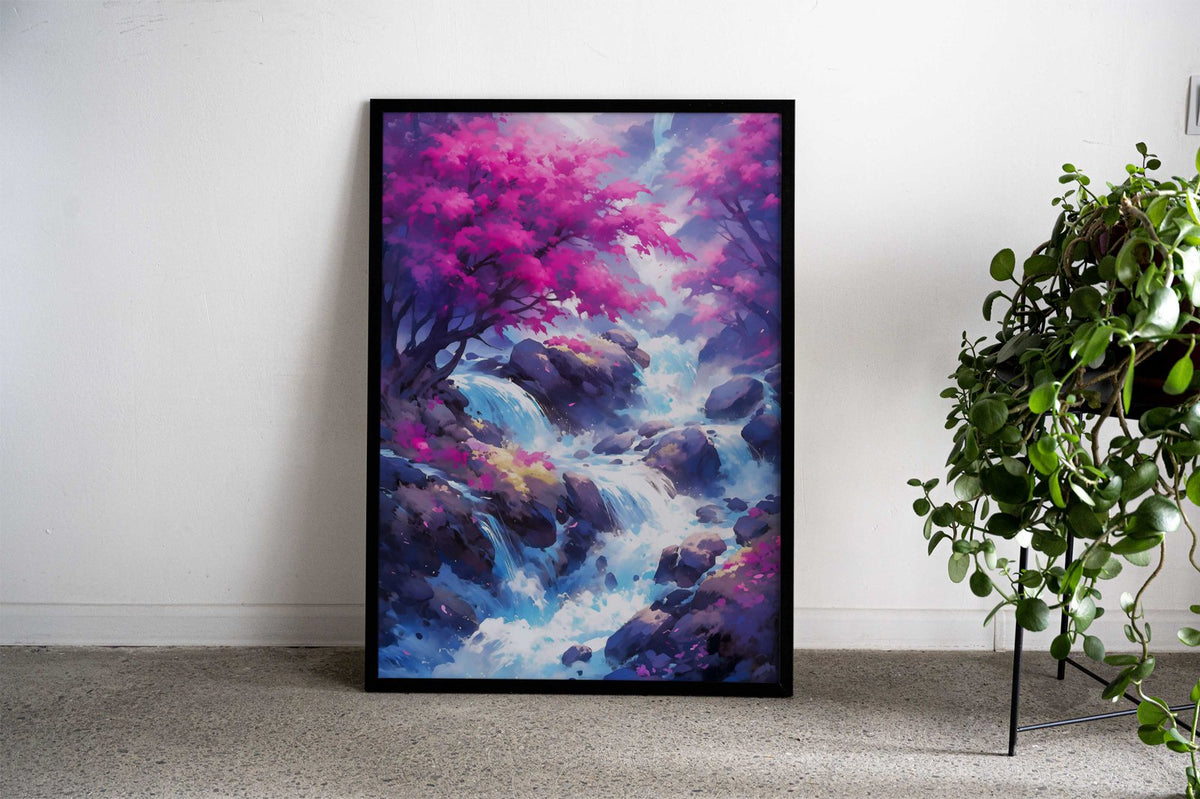 Zen waterfall Asian Style Poster | Wall Art for H ome & Office | High-Quality Print - High-Quality Visual Display