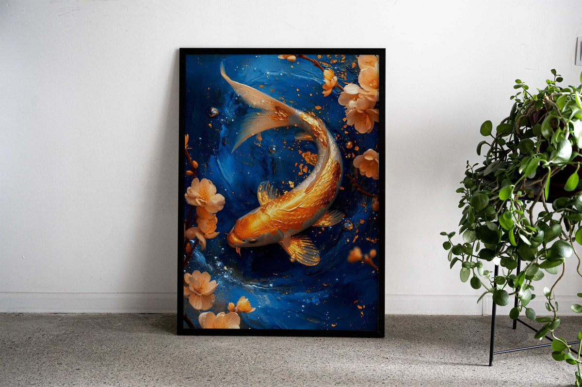 Zodiac Pisces Gold Koi Zen Asian Style Poster  | Wall Art for Home & Office | High-Quality Print - High-Quality Visual Display