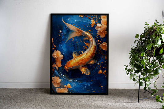 Zodiac Pisces Gold Koi Zen Asian Style Poster  | Wall Art for Home & Office | High-Quality Print - High-Quality Visual Display