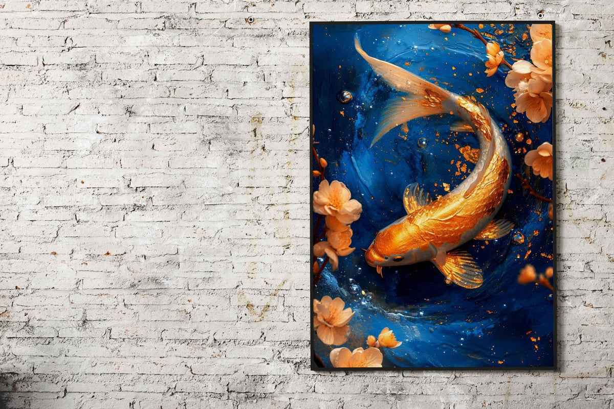 Zodiac Pisces Gold Koi Zen Asian Style Poster  | Wall Art for Home & Office | High-Quality Print - High-Quality Visual Display