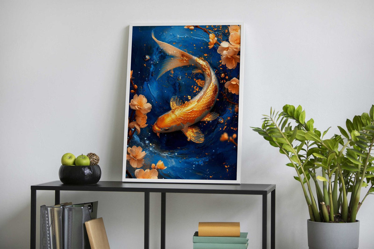 Zodiac Pisces Gold Koi Zen Asian Style Poster  | Wall Art for Home & Office | High-Quality Print - High-Quality Visual Display