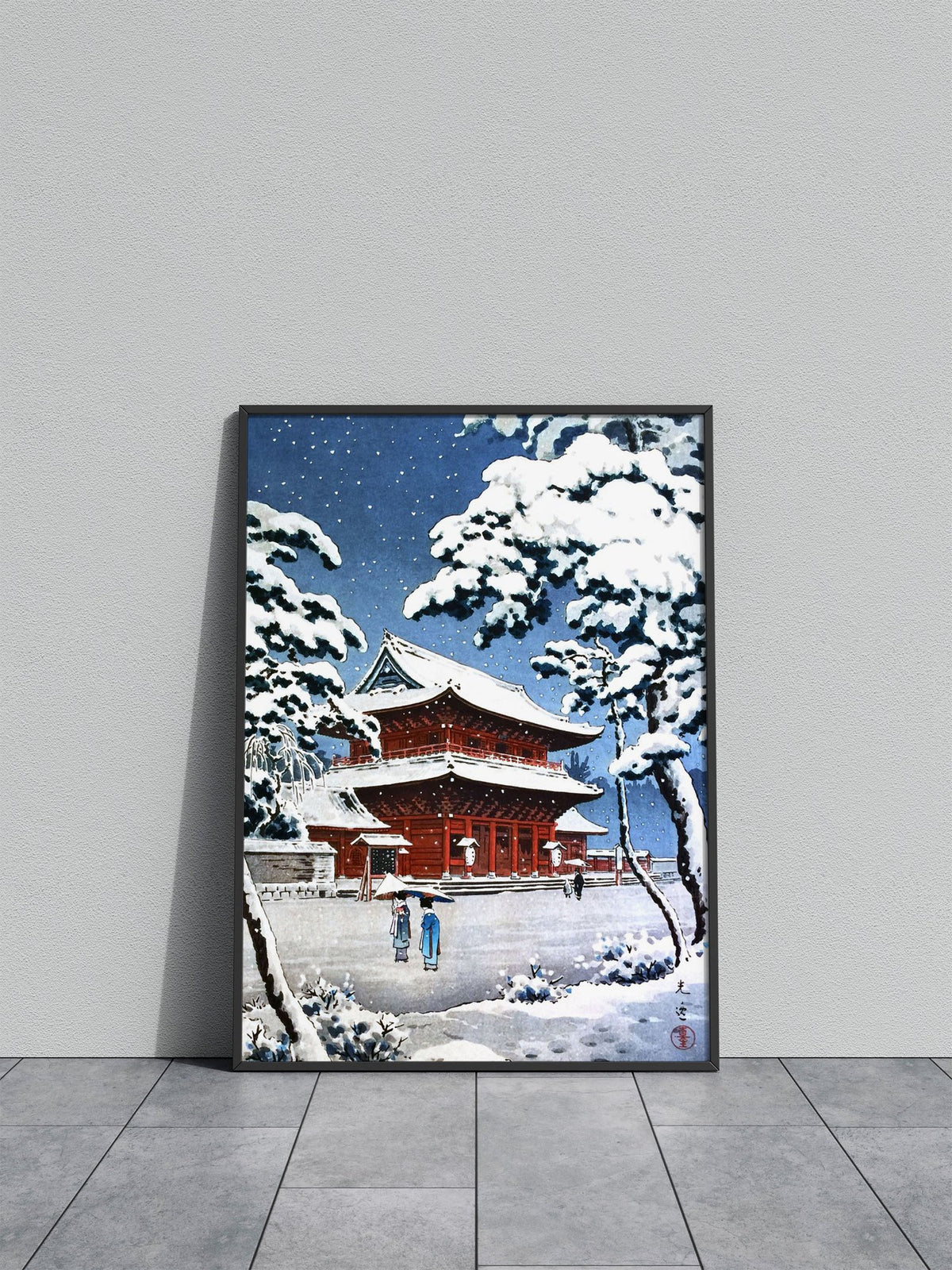 Zojoji Temple in Snow Asian Style Poster | Wal l Art for Home & Office | High-Quality Print - High-Quality Visual Display