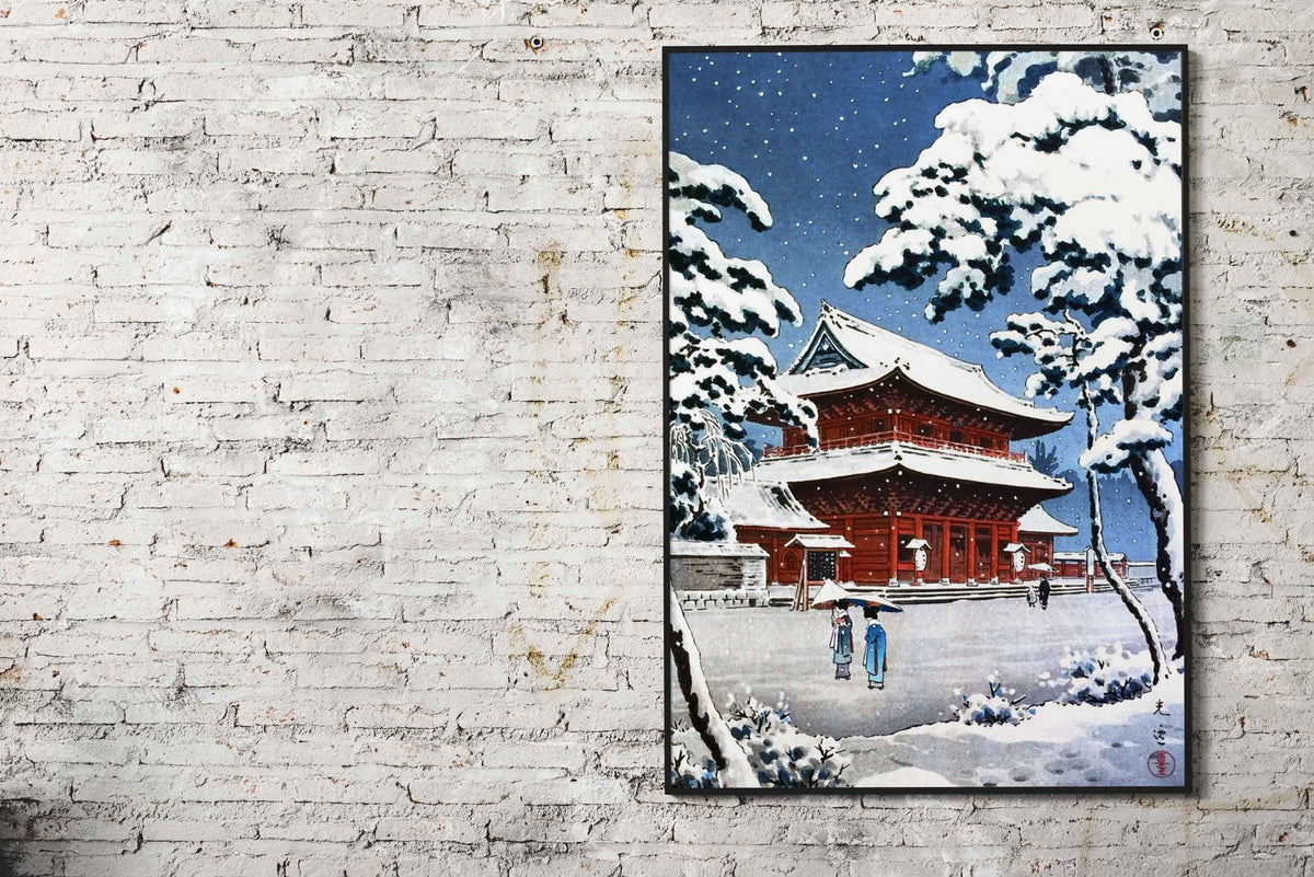 Zojoji Temple in Snow Asian Style Poster | Wal l Art for Home & Office | High-Quality Print - High-Quality Visual Display
