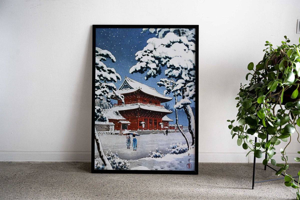 Zojoji Temple in Snow Asian Style Poster | Wal l Art for Home & Office | High-Quality Print - High-Quality Visual Display