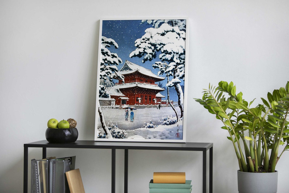 Zojoji Temple in Snow Asian Style Poster | Wal l Art for Home & Office | High-Quality Print - High-Quality Visual Display