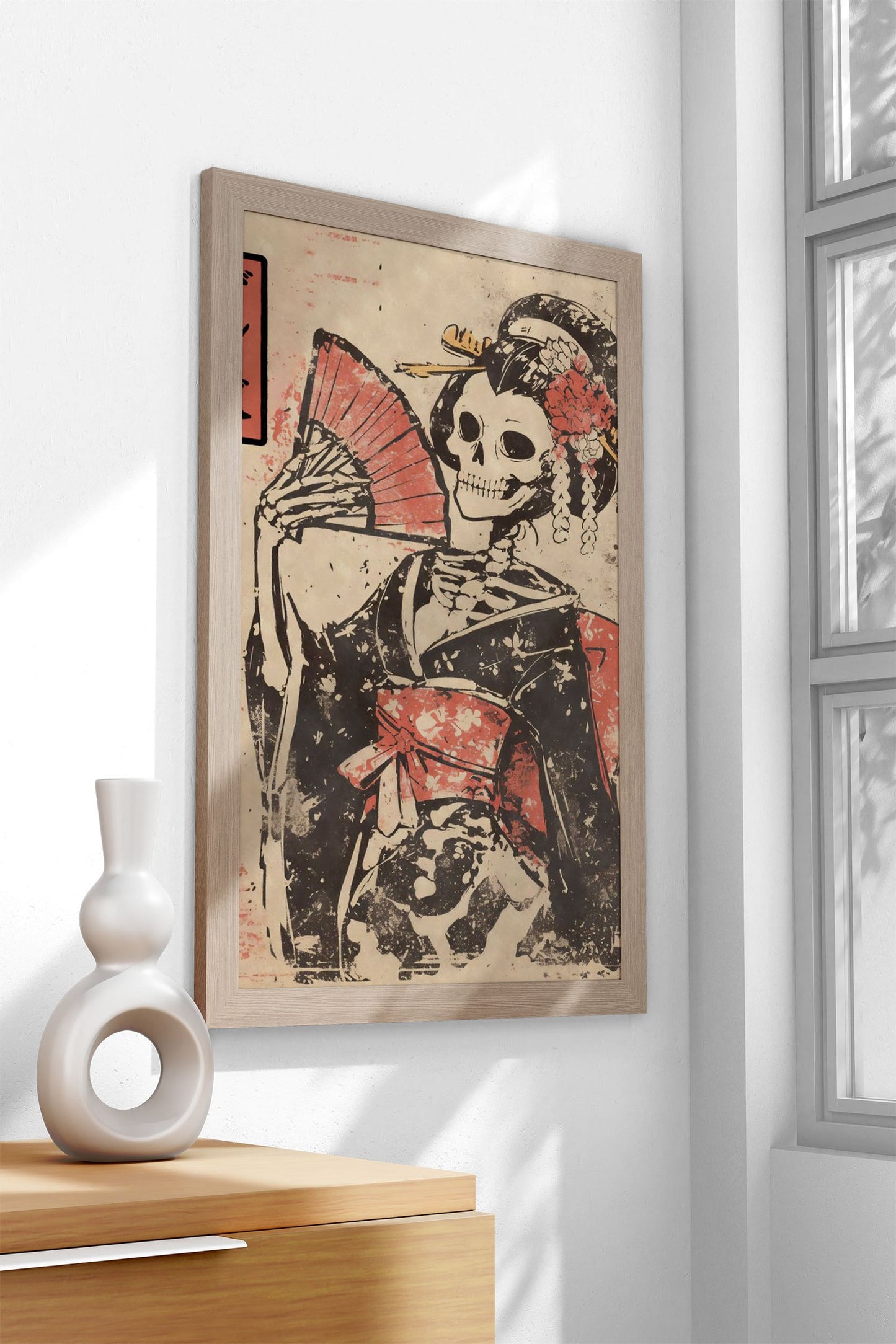 Zombie Skeleton Geisha Ukiyo-e Asian Style P oster | Wall Art for Home & Office | High-Quality Print - High-Quality Visual Display