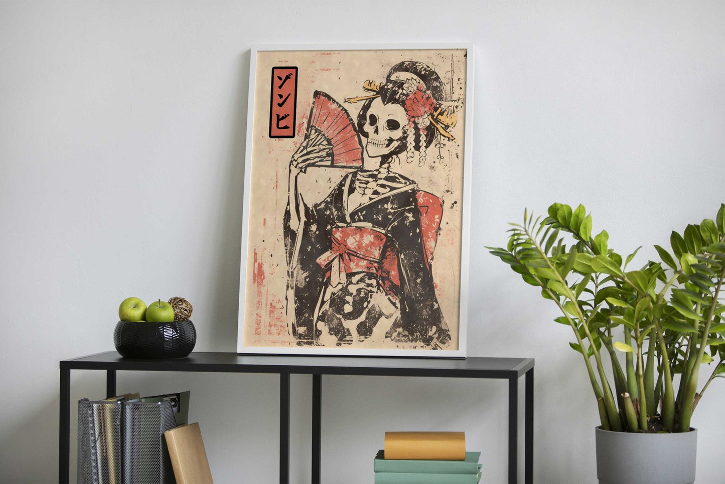 Zombie Skeleton Geisha Ukiyo-e Asian Style P oster | Wall Art for Home & Office | High-Quality Print - High-Quality Visual Display