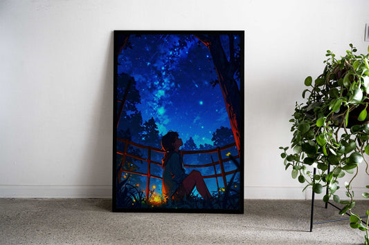 a boy at night Asian Style Poster | Wall Art for Home & Office | High-Quality Print
