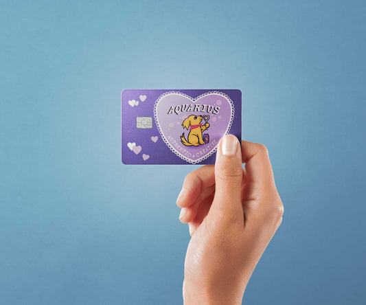 Aquarius Puppy Love Design | Credit Card Sticker | Small Chip | Credit Card Skin