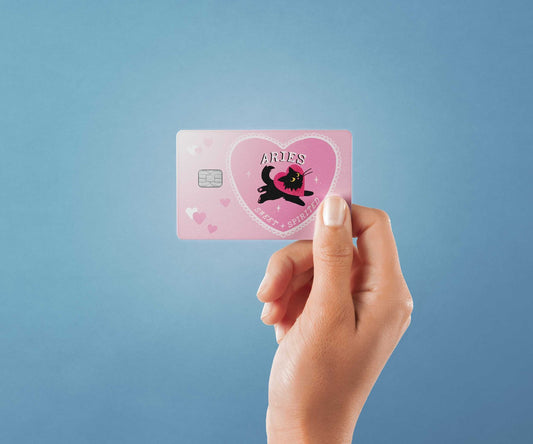 Aries Cat Love Design | Credit Card Sticker | Small Chip | Credit Card Skin