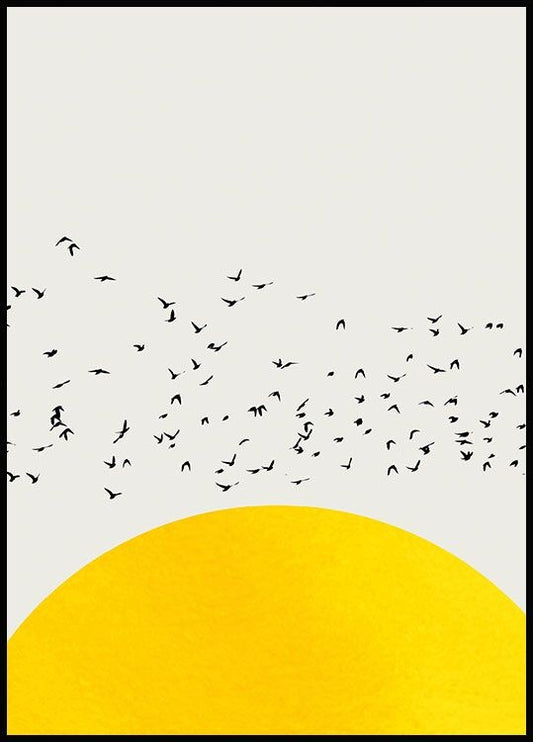 Watercolor a thousand birds poster for nursery and home wall decor.