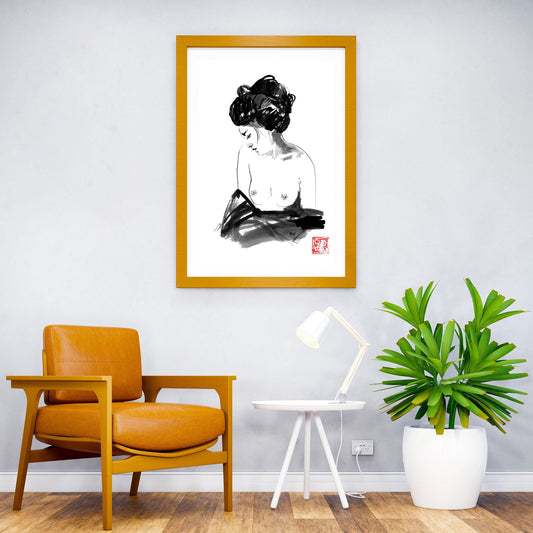 bathing geisha Asian Style Poster | Wall Art for Home & Office | High-Quality Print