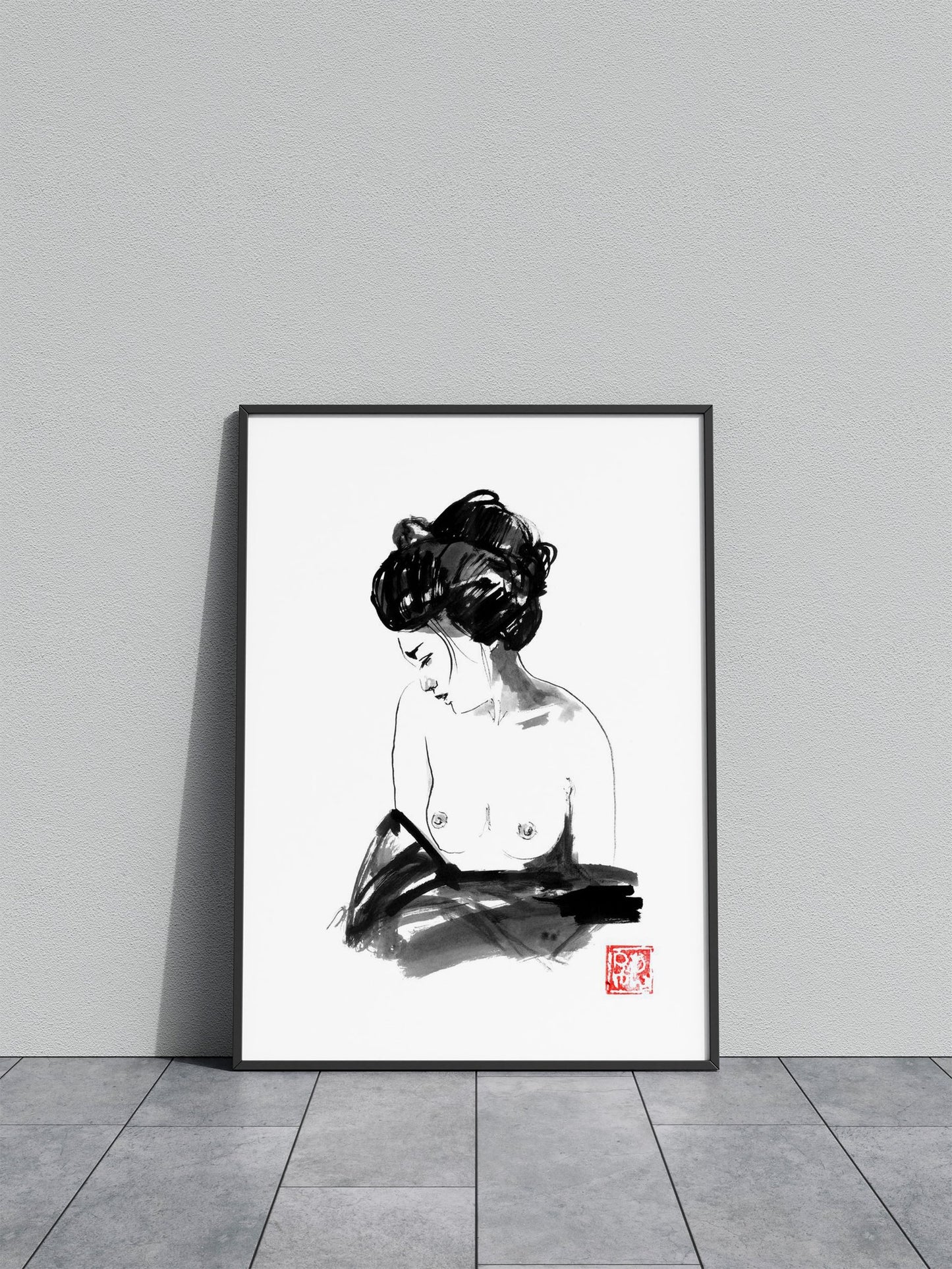 bathing geisha Asian Style Poster | Wall Art for Home & Office | High-Quality Print
