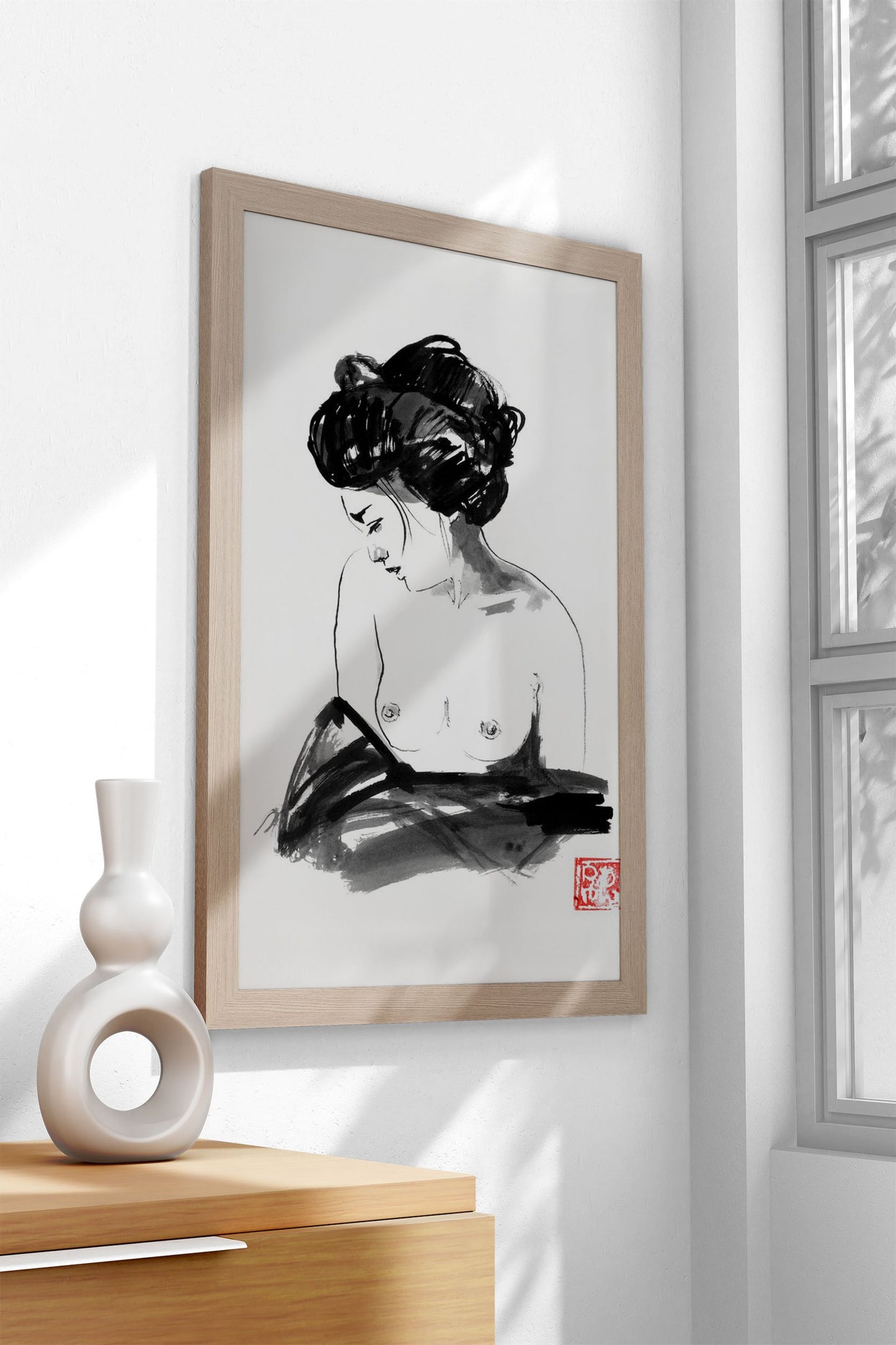 bathing geisha Asian Style Poster | Wall Art for Home & Office | High-Quality Print