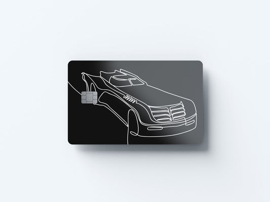 Batmobile Line Art Design | Credit Card Sticker | Small Chip | Credit Card Skin