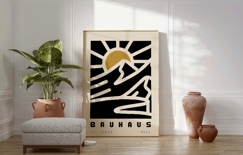 Bauhaus-Inspired Black Sun Art Print