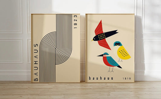 Bauhaus-Inspired Geometric Bird Poster Collection