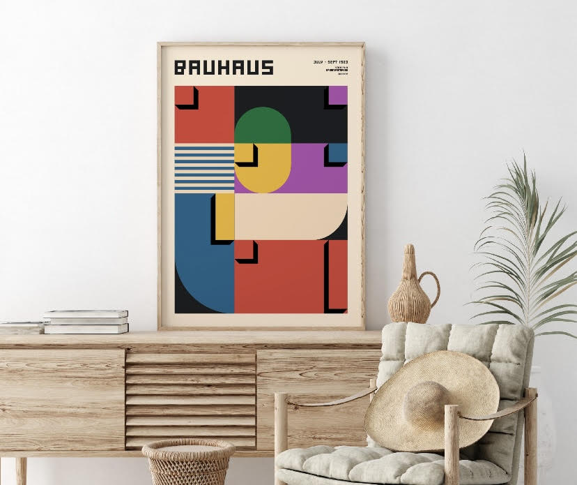 Vibrant Geometric Art Print Inspired by Bauhaus