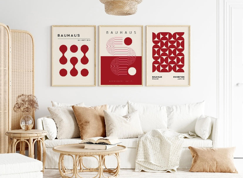 Bauhaus-Inspired Red Geometric Print Collection