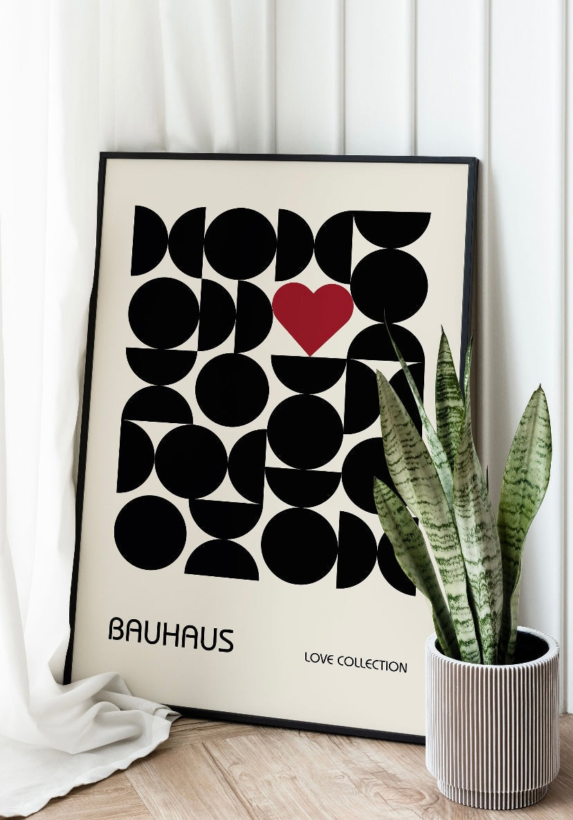 Bauhaus-Inspired Black Geometric Heart Design