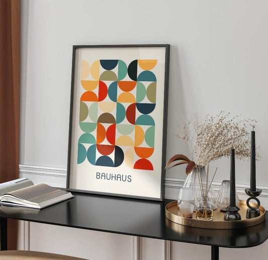 Bauhaus-Inspired Colorful Geometric Circles Artwork