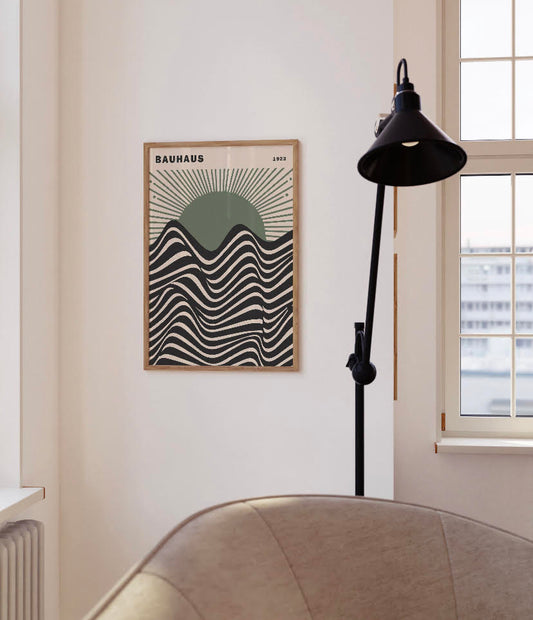 Bauhaus Sage Sunburst Print